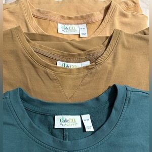 Denim & Co (3) French terry tunics with pockets XLP flattering comfy soft shirts
